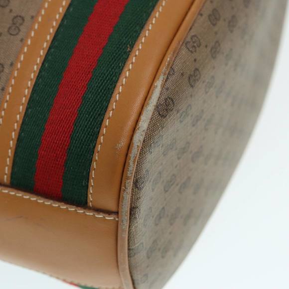 GUCCI Micro GG Supreme Web Sherry Line Shoulder Bag PVC Brown Gold Auth 88809 - Picture 10 of 16